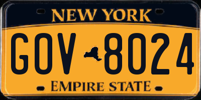NY license plate GOV8024