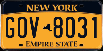NY license plate GOV8031