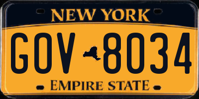 NY license plate GOV8034