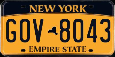 NY license plate GOV8043