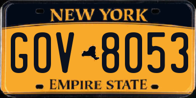 NY license plate GOV8053