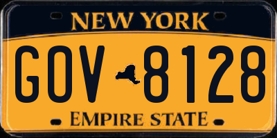 NY license plate GOV8128