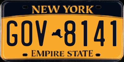 NY license plate GOV8141