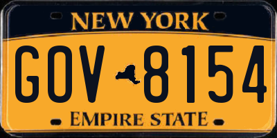 NY license plate GOV8154