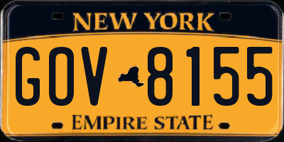 NY license plate GOV8155