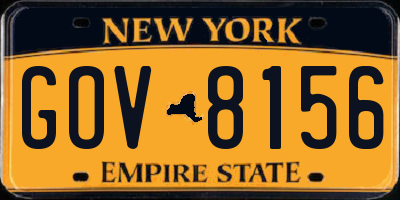 NY license plate GOV8156