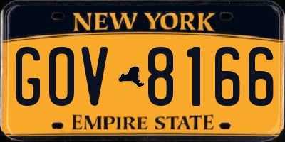 NY license plate GOV8166
