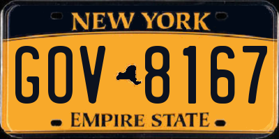 NY license plate GOV8167