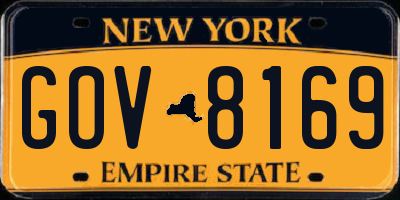 NY license plate GOV8169