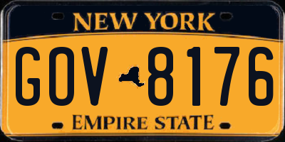 NY license plate GOV8176