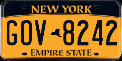 NY license plate GOV8242