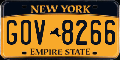 NY license plate GOV8266