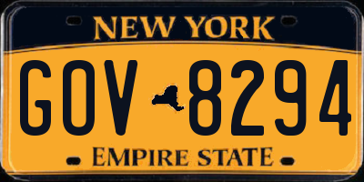 NY license plate GOV8294