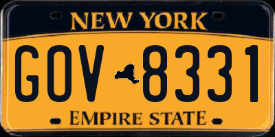 NY license plate GOV8331