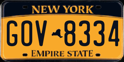 NY license plate GOV8334
