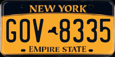 NY license plate GOV8335