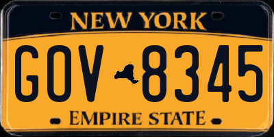 NY license plate GOV8345