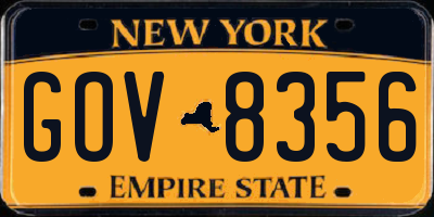 NY license plate GOV8356