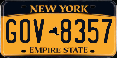 NY license plate GOV8357