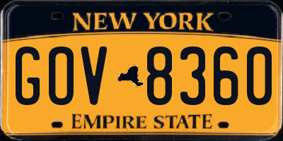 NY license plate GOV8360
