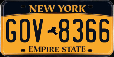 NY license plate GOV8366
