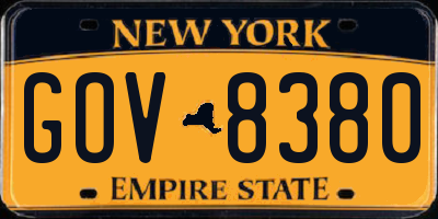 NY license plate GOV8380