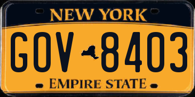 NY license plate GOV8403