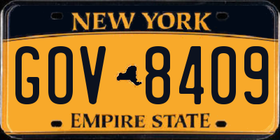 NY license plate GOV8409