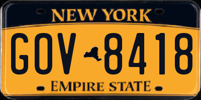 NY license plate GOV8418