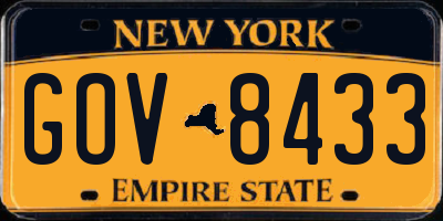 NY license plate GOV8433