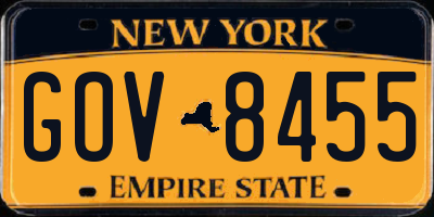 NY license plate GOV8455