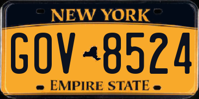 NY license plate GOV8524