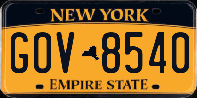 NY license plate GOV8540