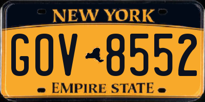 NY license plate GOV8552