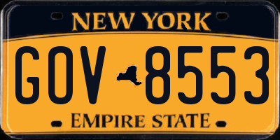 NY license plate GOV8553