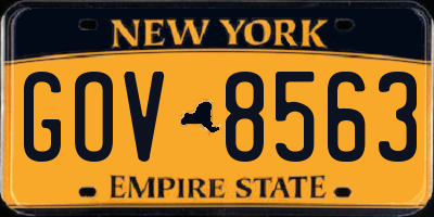 NY license plate GOV8563