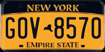 NY license plate GOV8570