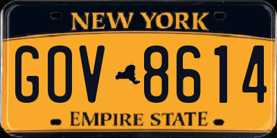NY license plate GOV8614