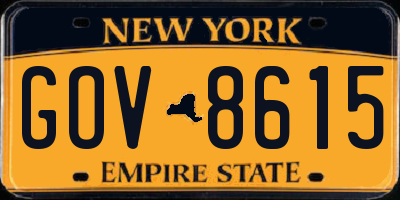 NY license plate GOV8615