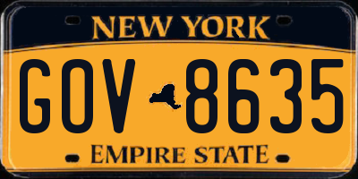 NY license plate GOV8635