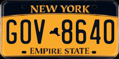 NY license plate GOV8640