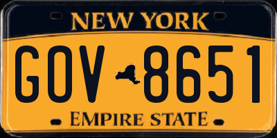 NY license plate GOV8651