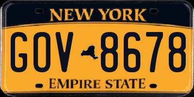 NY license plate GOV8678