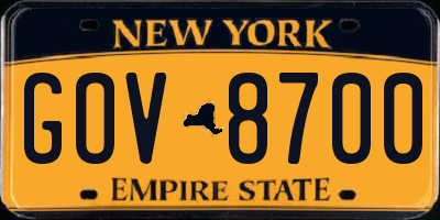 NY license plate GOV8700