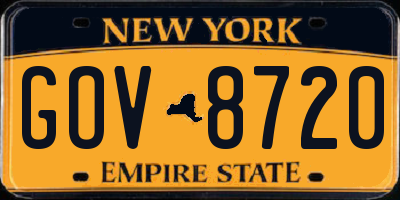 NY license plate GOV8720