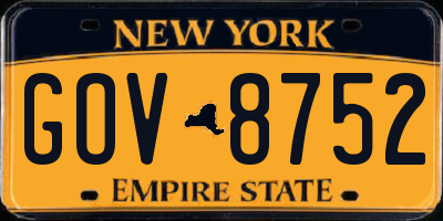 NY license plate GOV8752
