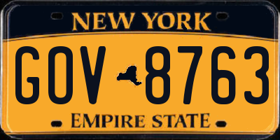 NY license plate GOV8763