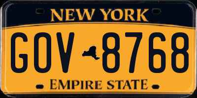 NY license plate GOV8768