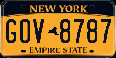 NY license plate GOV8787