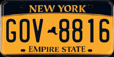 NY license plate GOV8816